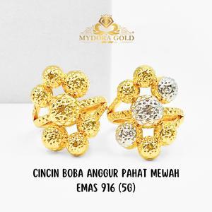 MYDORA Cincin Boba Anggur Pahat Mewah (5G) l EMAS 916/22K