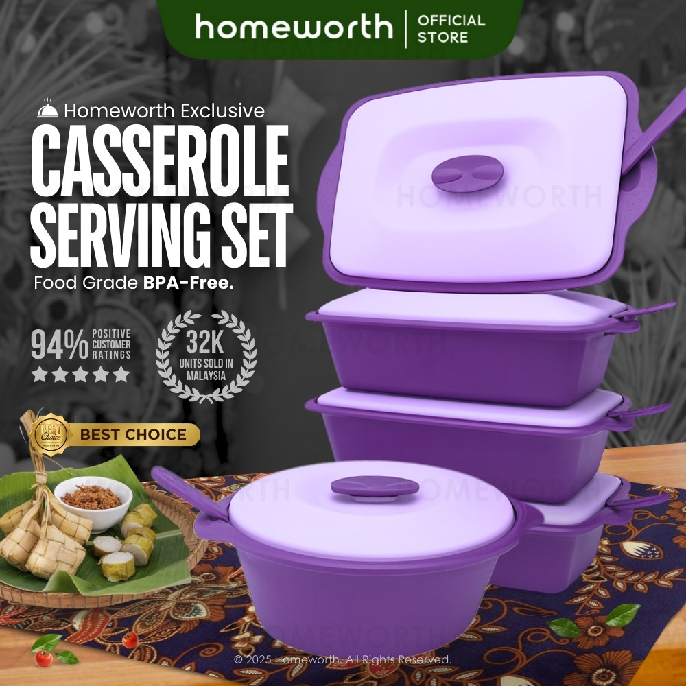 HOMEWORTH 5 In 1 Microwave-Safe Food Container & Casserole Set | Food Saver Storage Boxes with Ladle