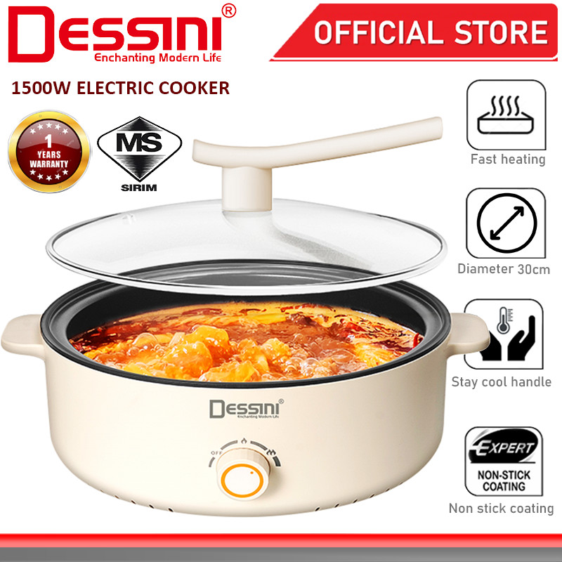 DESSINI ITALY Electric Cooker Steamboat Hot Pot Casserole Non Stick Frying Wok Pan Rice Cooker Periuk Masak Elektrik