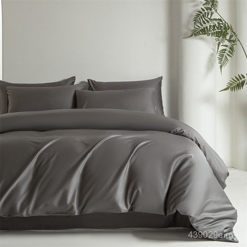 All Kinds of Naked Sleeping 60s Grade Cotton Kits Xinjiang Cotton Four-Piece Set Light Tribute Satin Velvet Solid Color Long Baby Wine Luxury Store Style U0TN