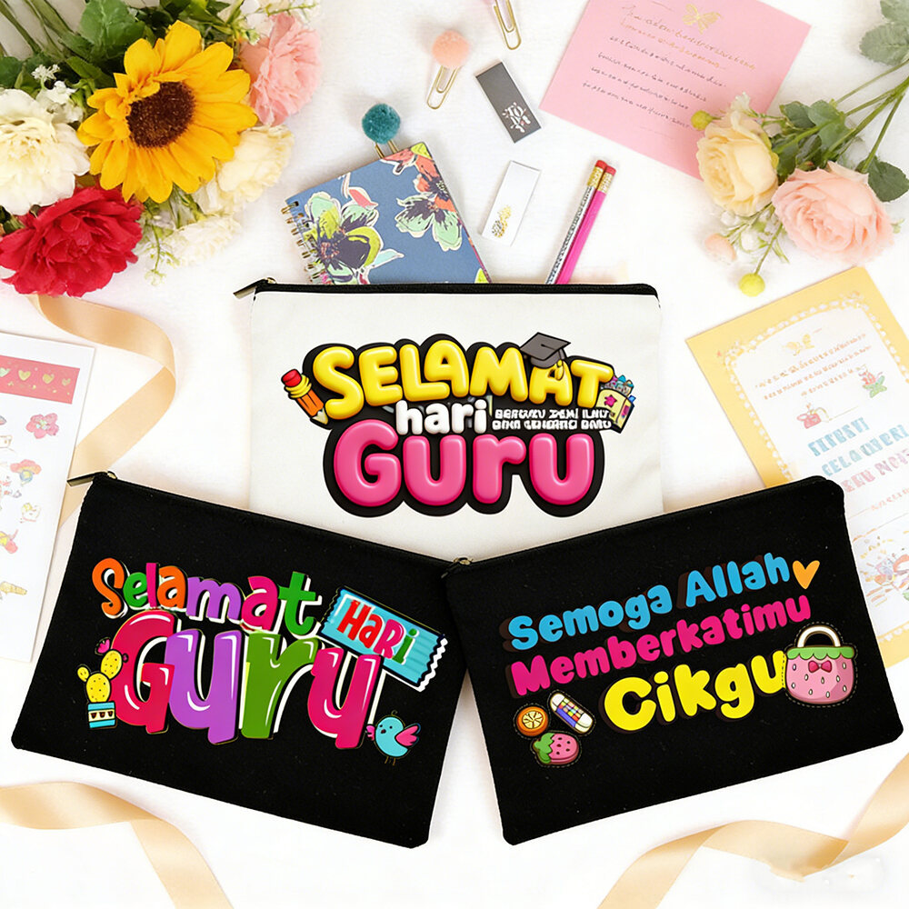 Selamat Hari Guru Printed Teacher's Da Gift Women Makeup Bag Travel Bags Zipper Bags Best Teacher's Day Gift
