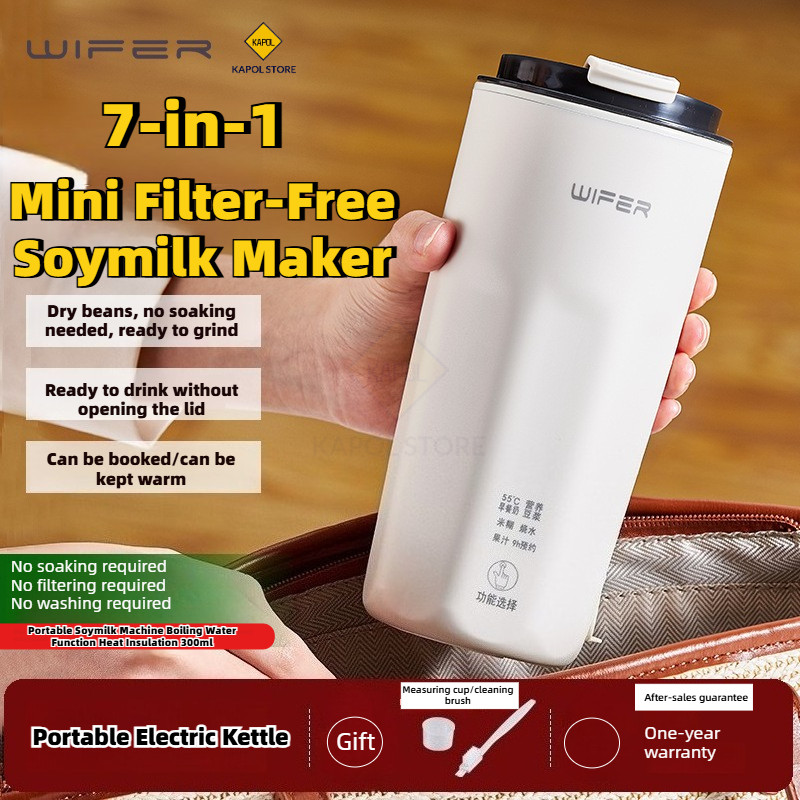 7-in-1 Mini Soymilk Maker Electric Kettle Filter-Free Boiling Water  Heat Insulation Automatic Cleaning 1-2 Persons  Mesin Susu Soya Mini