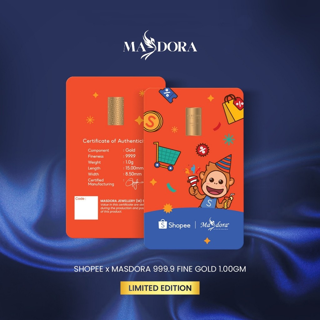 SHOPEE x MASDORA 999.9 Gold Bar Series - 1.00GM