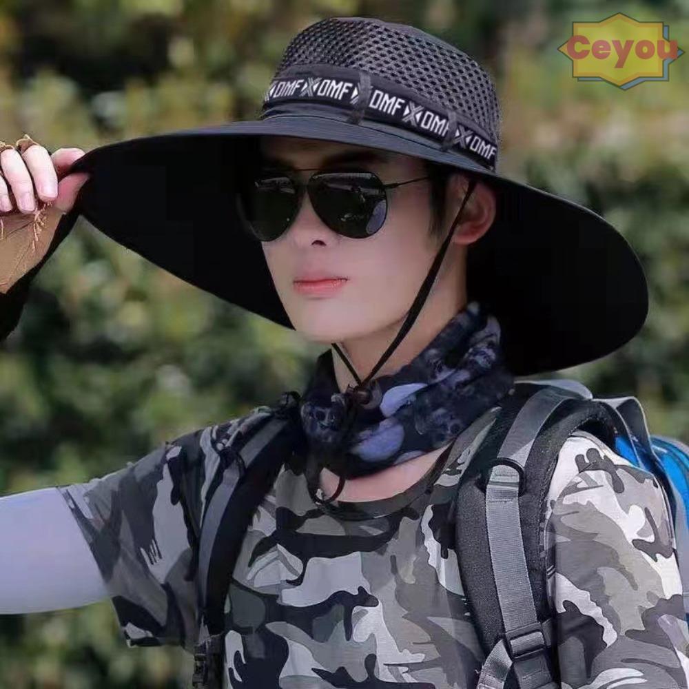 CEYOU Sun Hat, 15cm Wide Brim Sunscreen and Shading Agricultural Work Hat, Fashion Breathable Quick Drying Adjustable Beach Cap Outdoor Sports