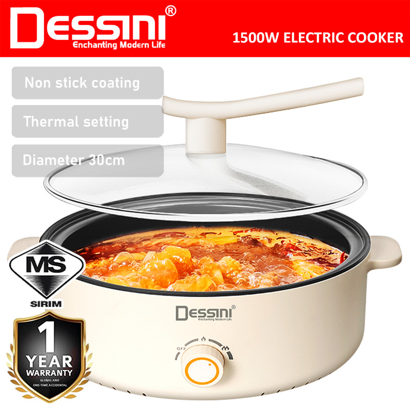 DESSINI ITALY Electric Cooker Steamboat Hot Pot Casserole Non Stick Frying Wok Pan Rice Cooker Periuk Masak Elektrik