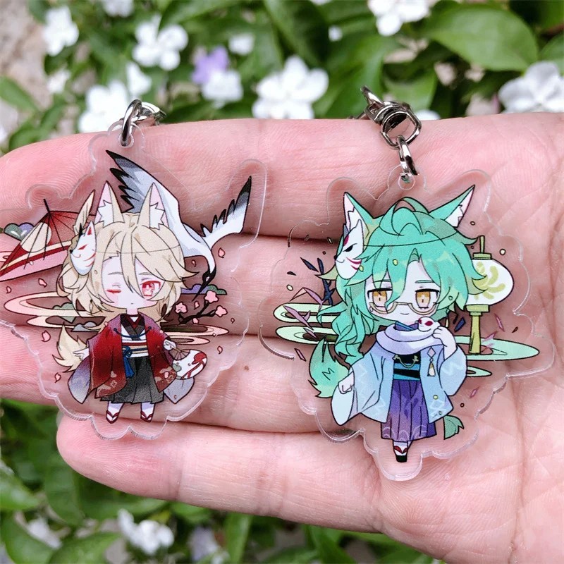 Genshin Impact Baizhu Kaveh Wanderer Scaramouche keychain chibi anime model Acrylic Mica plastic bag decoration as a gift