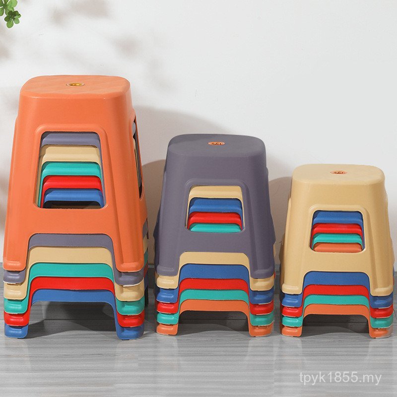 Chair Dining Table Stool Adult High Plastic Thickened Simple Stool Economical Stool Low Stool Square Stool Anti-slip Household Bench WMOD