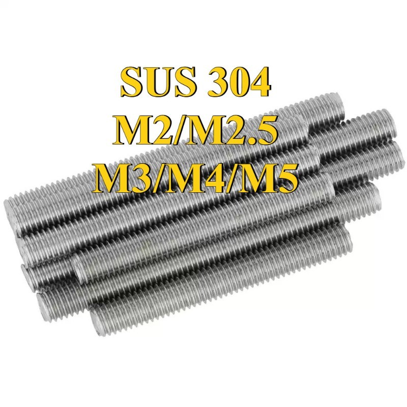 304 Stainless Steel Full Thread Tooth Stick Tooth Strip Thick Thread M2/M2.5/M3/M4/M5 * L16-500mm GHA5