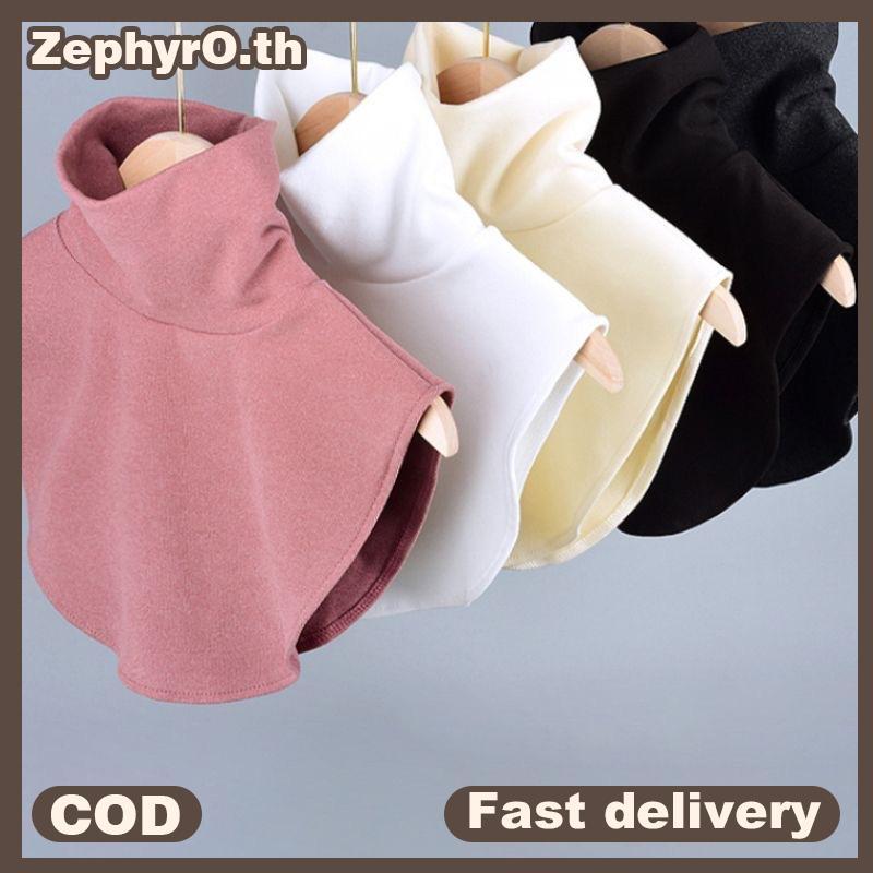 null Autumn Winter Womens Turtlene Fake Collar Islamic Hijab Extensions Solid Color Mo Ne High Blouse Detachable Ne Warmer null