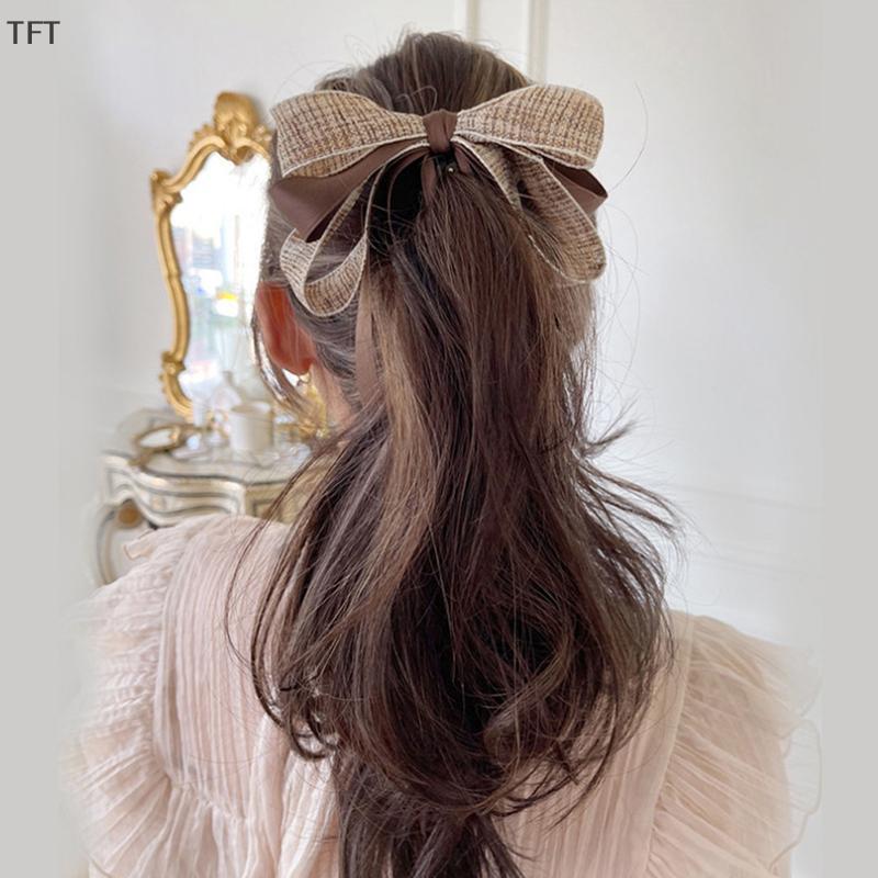 (FTT) 2022 New Ribbon Bow Banana Clip with Pearl Hair Pins - Elegant Women's Hair Claw NEW