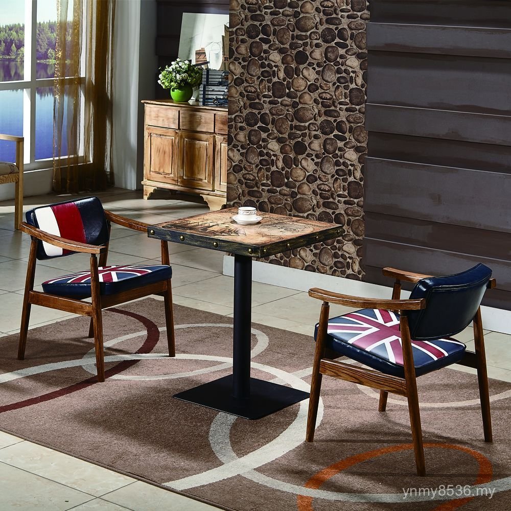 Cafe Restaurant Western Restaurant Table Chair American Style Cork Solid Wood Table Chair Combination Fashion Bag Dining Chair Retro Theme 6WVO