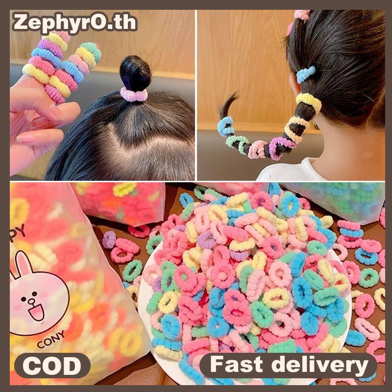 null 100Pcs Girls Colorful Hair Bands Set Nylon High Elastic Rubber Band Children's Hair Circles Kids Hair Tie Hair Accessories null
