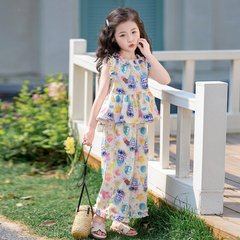 女童套装夏季洋气时髦敖丙儿童服装宝宝夏装阔腿裤两套Girl's Suit Summer Fashionable Ao Bing Children's Suitnimeihao58my20260129
