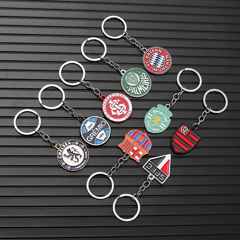 Zinc Alloy Paint Double-Sided Keychain Football Club King Maman Union Manchester City Barcechelsea Keychain 5010206#.