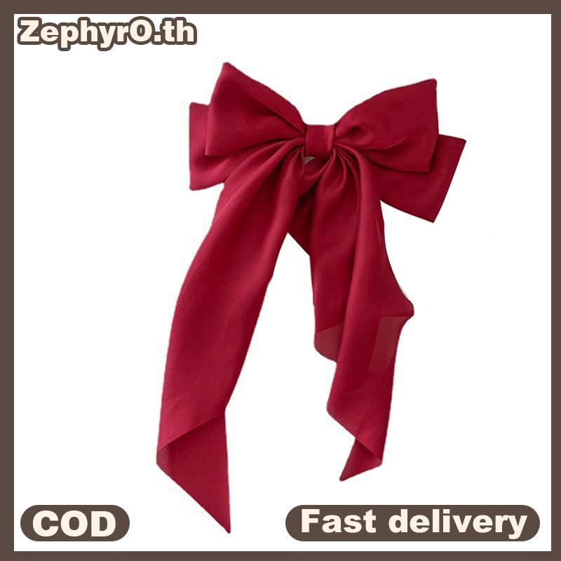 null Elegant Bow Ribbon Hair Clip Fashion Simple Solid Satin Spring Clip Hair Pin Retro  with Clips Girls Hair Accessories null