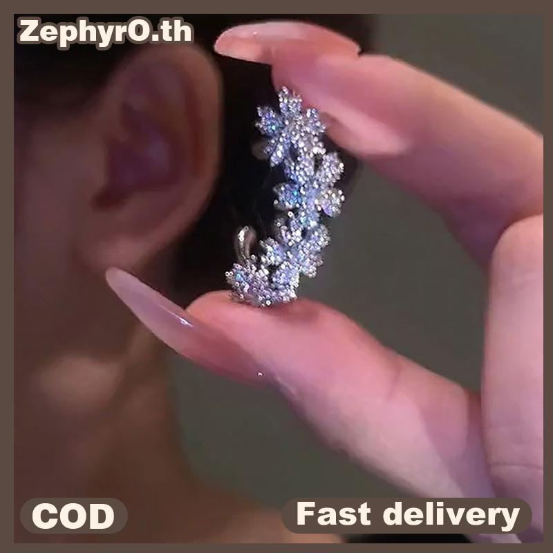 null 1Pcs Trendy Simple Zircon Flowers Ear Clip Earring Without Piercing For Women Sparkling Ear Cuff Clip Party Wedding Jewelry Gifts null