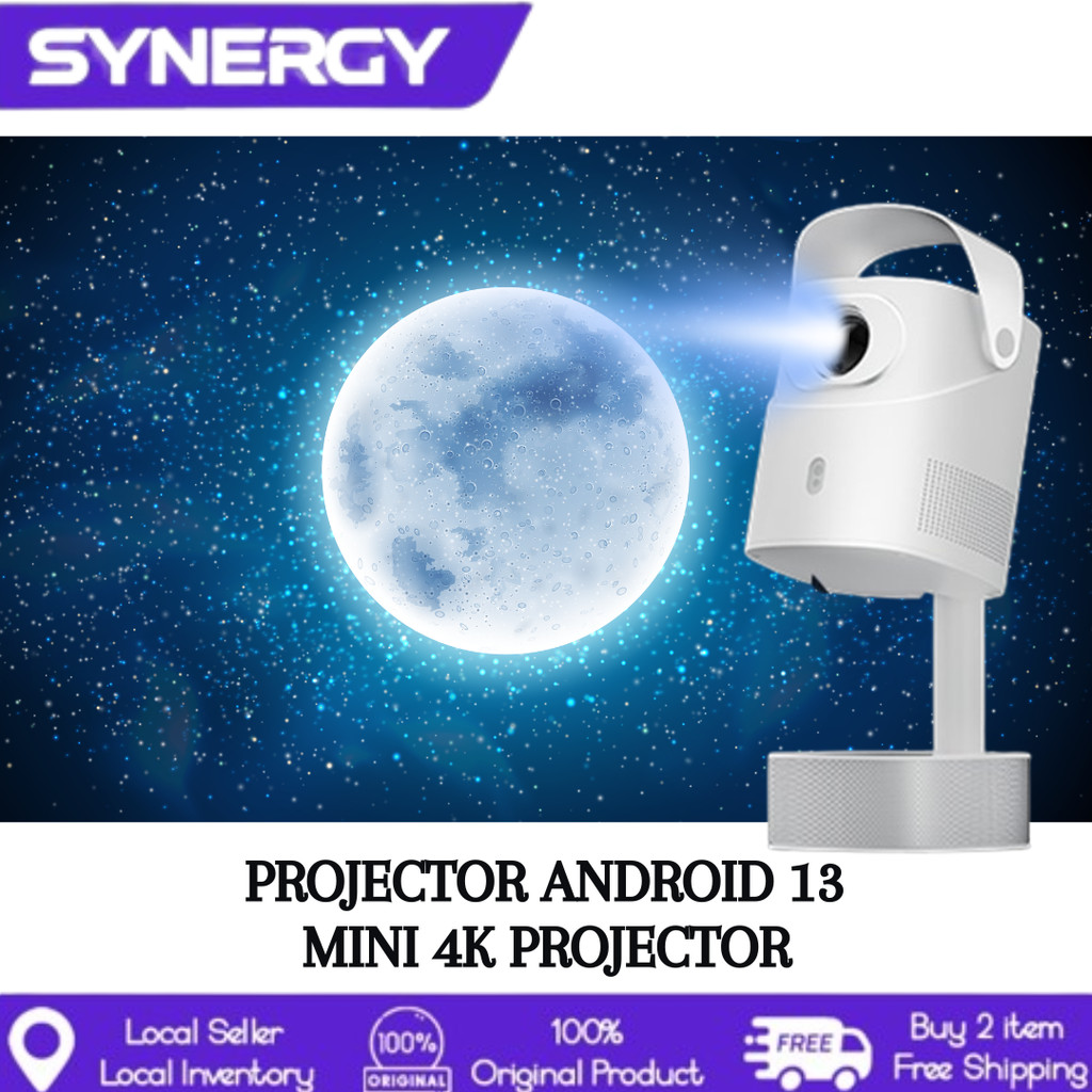 GLINK-PORTABLE ANDROID 13 MINI 4K PROJECTOR WITH REMOTE CONTROL SUP UP TO 140 INCH DUAL BAND