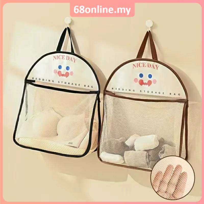 [Johor Seller] Wall Hanging Mesh Bag Strong Load Bearing Large Pocket Underwear Bra Toys Ginger Garlic Storage Bag