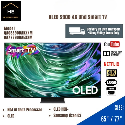 SAMSUNG 65" 77" Inch OLED HDR S90D 4K Uhd Smart TV (2024) 电视机 Television Televisyen QA65S90DAKXXM | QA77S90DAKXXM