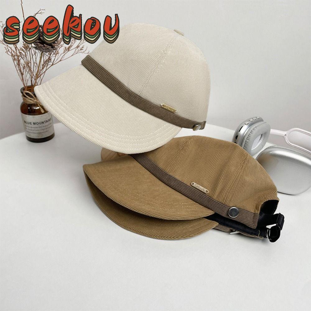 SEEKOV Baseball Hat, Casual Wide Brim Sunscreen Hat,  Adjustable Corduroy Fisherman Hat Outdoor Sport