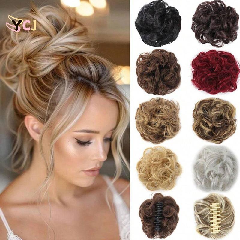<YCJ> Synthetic Hair Bun Hair Clips Natural Fluffy Curly Hairpiece Hair For Women Ponytail Hair Increase Lifelike Styling Tool On Sale