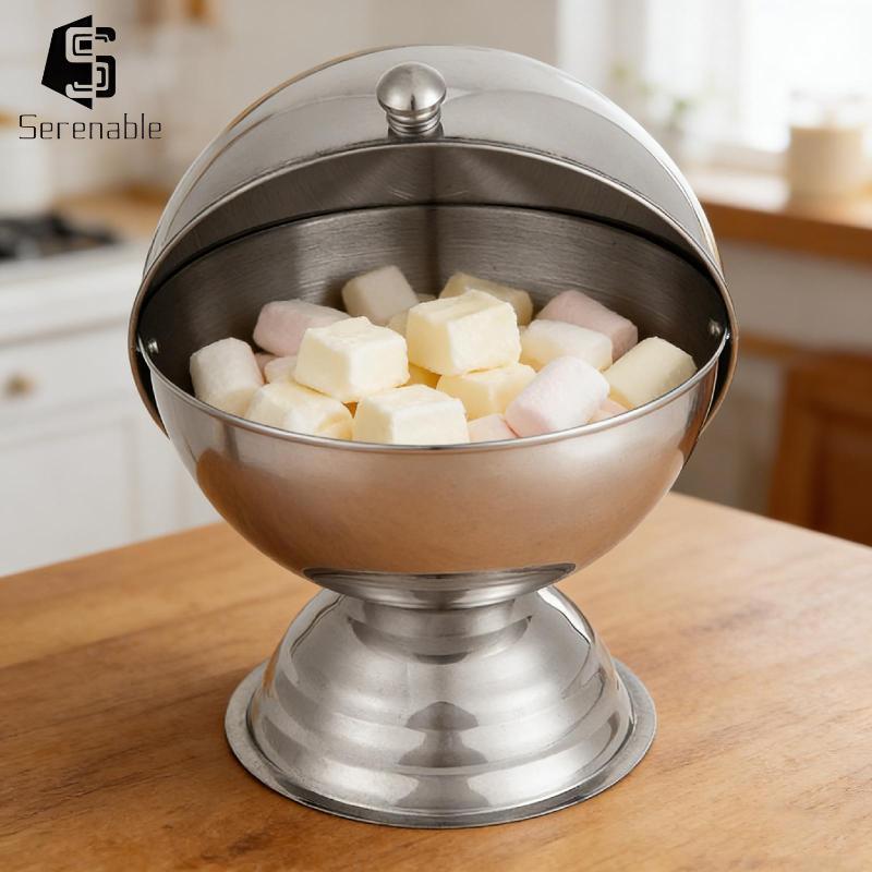 Serenable Serenable Stainless Steel Sugar Bowl with Easy Access Roll Top Multipurpose C…
