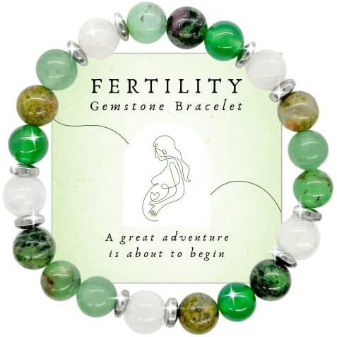 Fertility Bracelets For Women - Natural Crystals and Gemstones - 8mm Beaded Stretch Bracelet - One Size Fits All - Infertility Gifts For Women IVF Must Haves