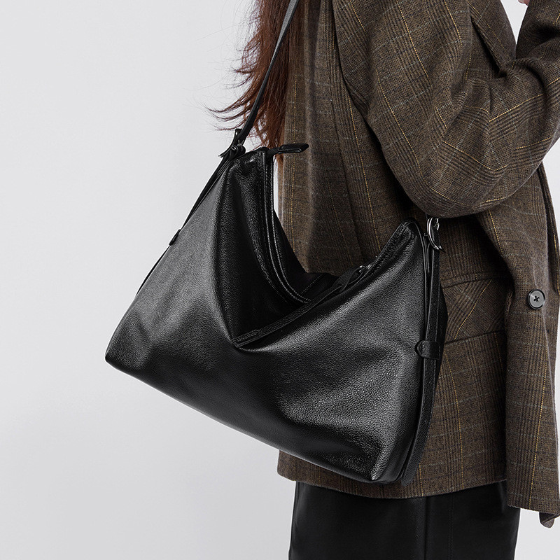 Genuine Genuine Leather Female Bag Winter Female 2025 New Style High-End Feel Female Niche One-Shoulder Armpit Bag Retro Fashion