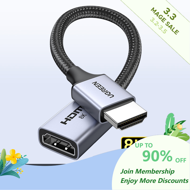 UGREEN 8K HDMI Extension Cable, 8K HDMI 2.1 Male to Female Extender Cord 8K@60Hz 4K@120Hz Ultra High Speed 48Gbps, Compatible with Fire TV, HDTV, PS5/PS4, Xbox Series