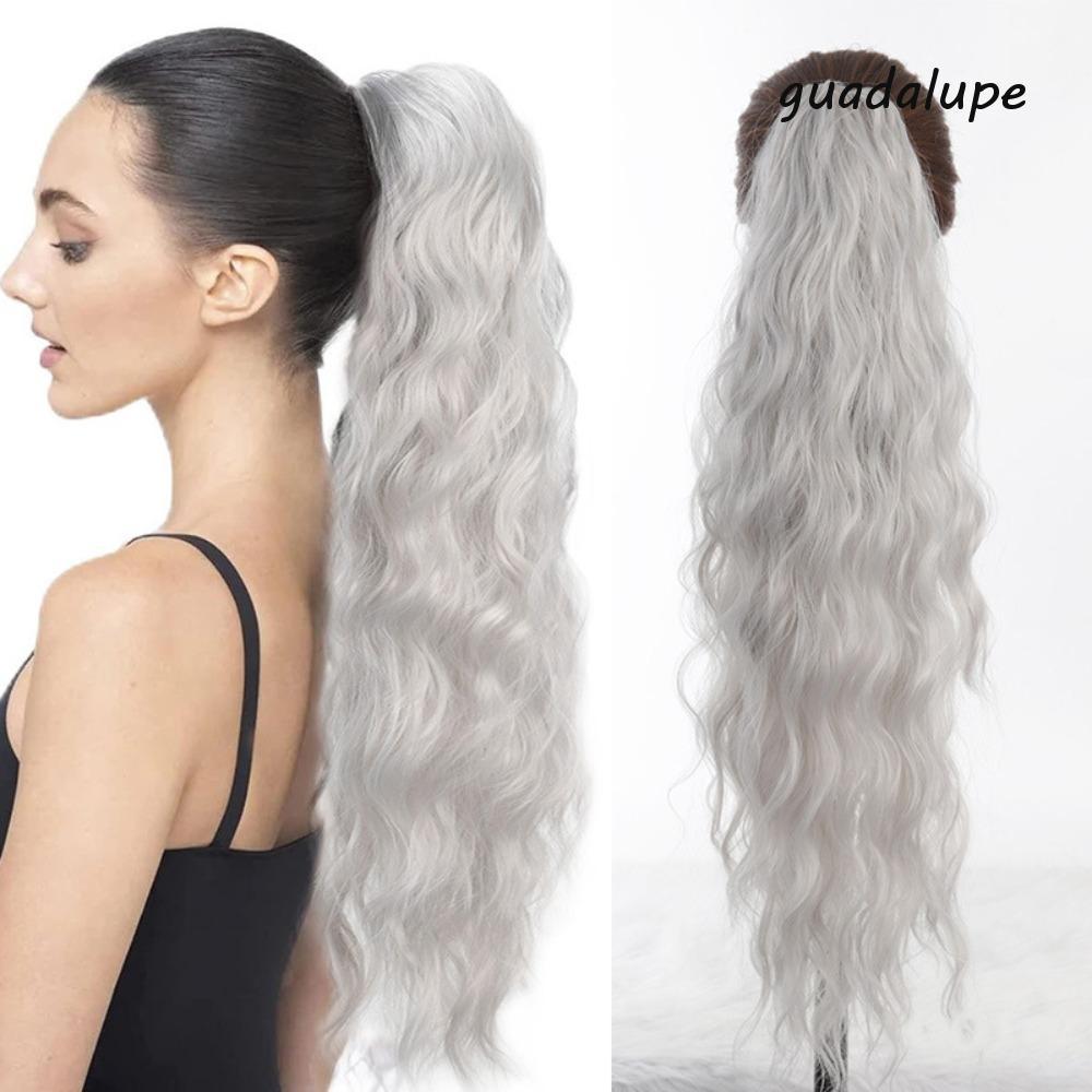 GUADALUPE Long Wavy Curly Ponytail, Drawstring Ponytail Extension Claw Clip Ponytail Wig, Hair Accessories Clip in Fluffy Fake Pony Tail Hairpiece Party
