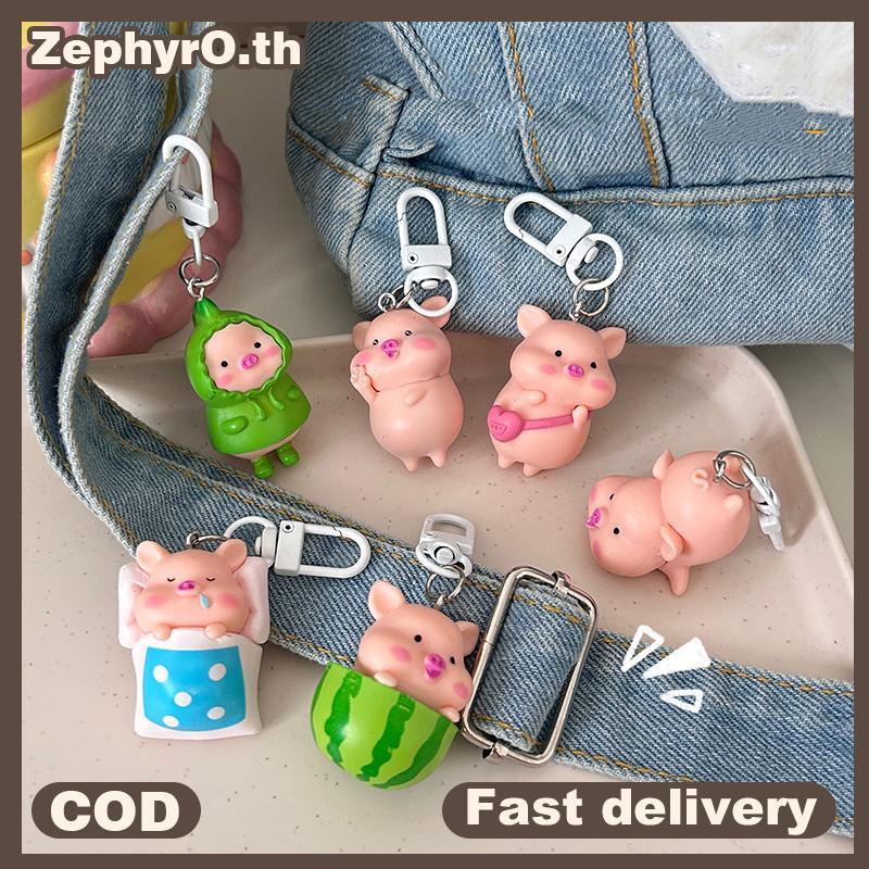 null Cute Funny Three-dimensional Piggy Keychain Kawaii Pig Animal Shaped Keyring Bag Mobile Phone Pendant Decoration Accessories null