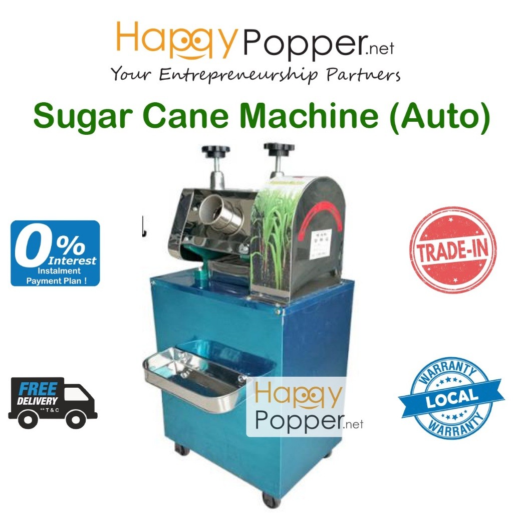 HAPPYPOPPER Commercial Electric Stainless Steel Mesin Air Tebu Sugar Cane sugarcane Machine Auto Heavy Duty 商用电动甘蔗机