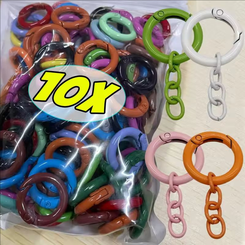 5/10PCS - Keychain Colorful Spring Rings, Zinc Alloy Durable Key Accessory with Baked Paint, DIY Gift for Backpack Luggage Tag
