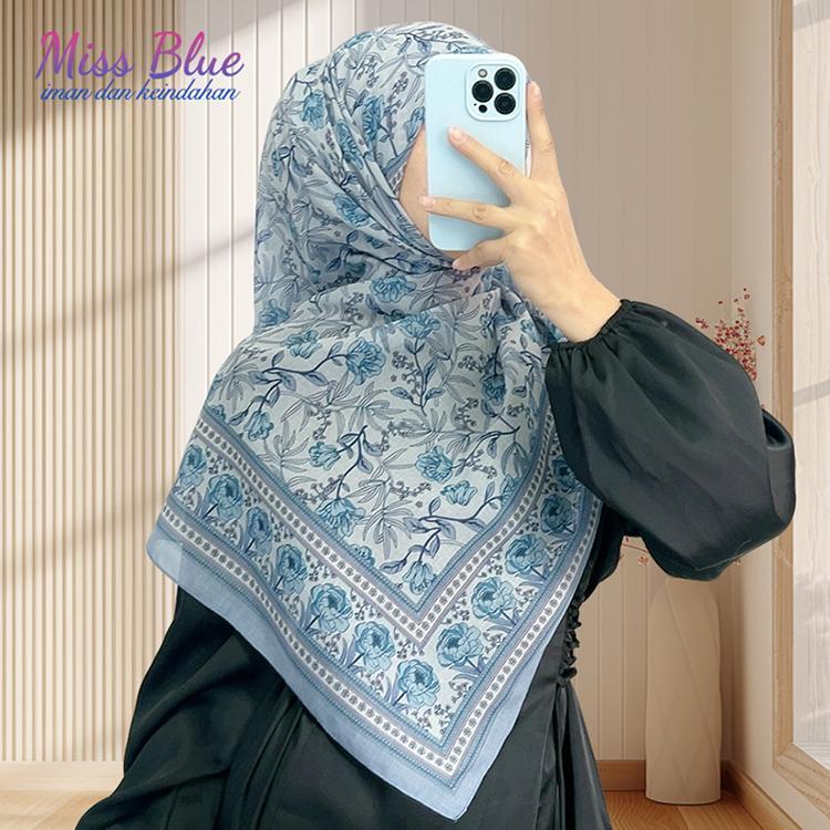 [ Miss Blue ] New Design Bawal Scarf Cotton voile Headband Bidang 46 digital Printed Scarf Hijab (ready stock)