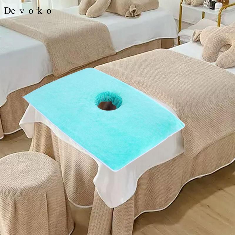[Devoko] Massage Table Towel with Face Hole Absorbent Thick Massage Headrest Cover for
