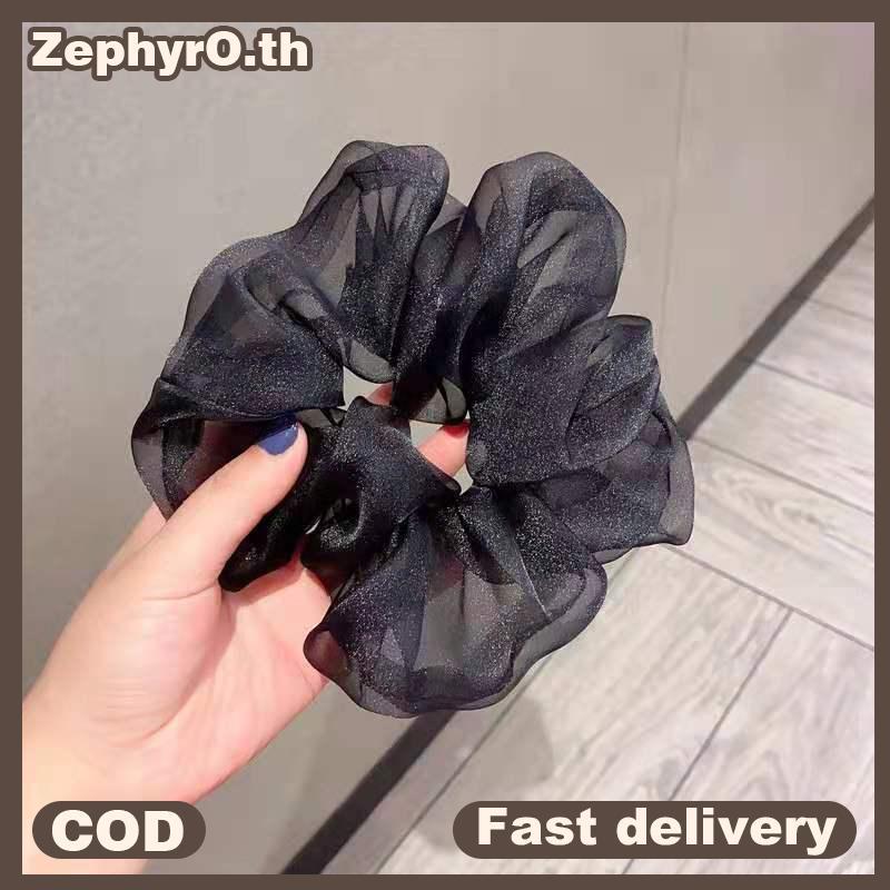 null Reflective Mesh Oversized Scrunchies Big Rubber Hair Ties Plain Elastic Hair Bands Girl Ponytail Holder Women Hair Accessories null