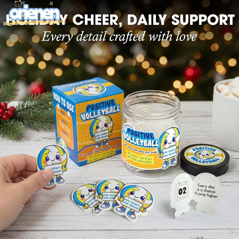 ORIENEN 60Pcs Volleyball Gifts, Cheerful Positive Messages Volleyball Jar Cards, Premium Sports Theme 60 Cards Inspirational Joyful Encourage Creative