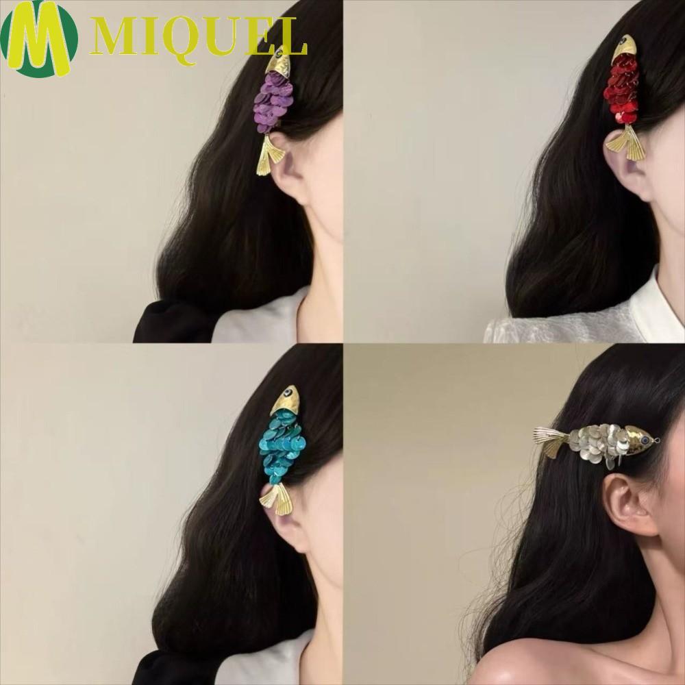 MIQUELZA Fish-shaped Hair Clip, Tassels Faux Seashell Elegant Side Hairpin, Sweet Carp Traditional Vintage Year After Year Bangs Clip Ancient Style
