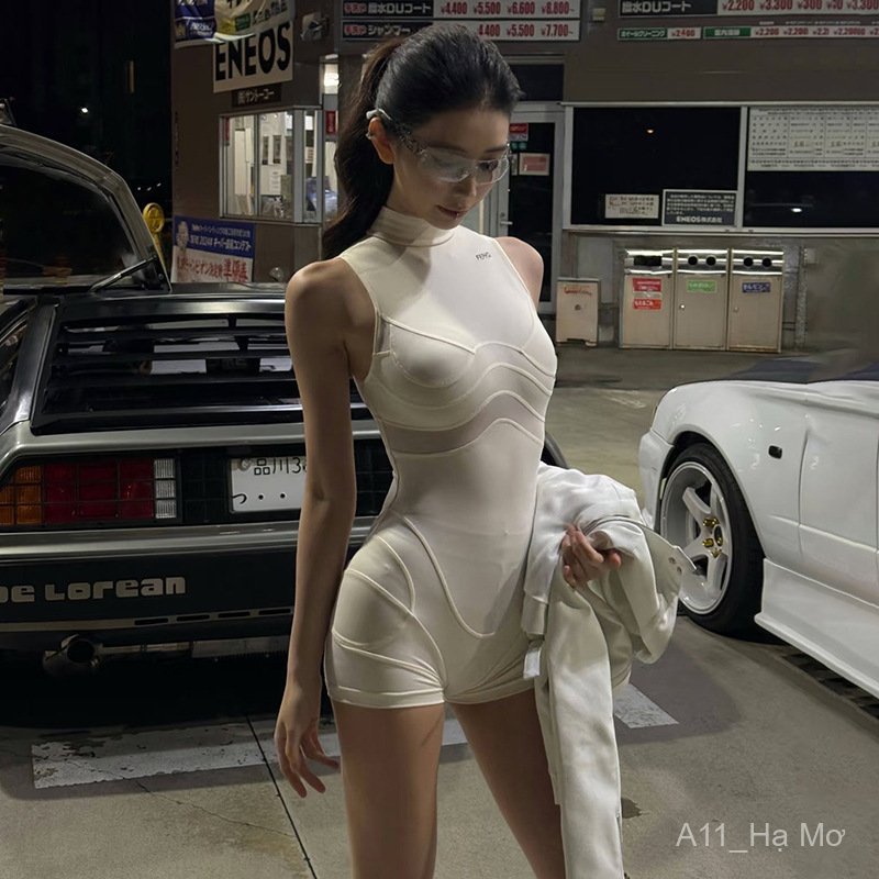 New style summer women's jumpsuit, slightly high collar, sleeveless, figure-hugging, sexy design