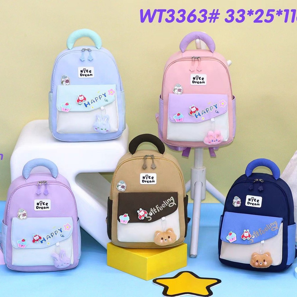 beg sekolah budak perempuan Hot-selling Children Student Schoolbag Small Kindergarten Lightweight Backpack Fashion Contrast Color Simple Casual Backpack