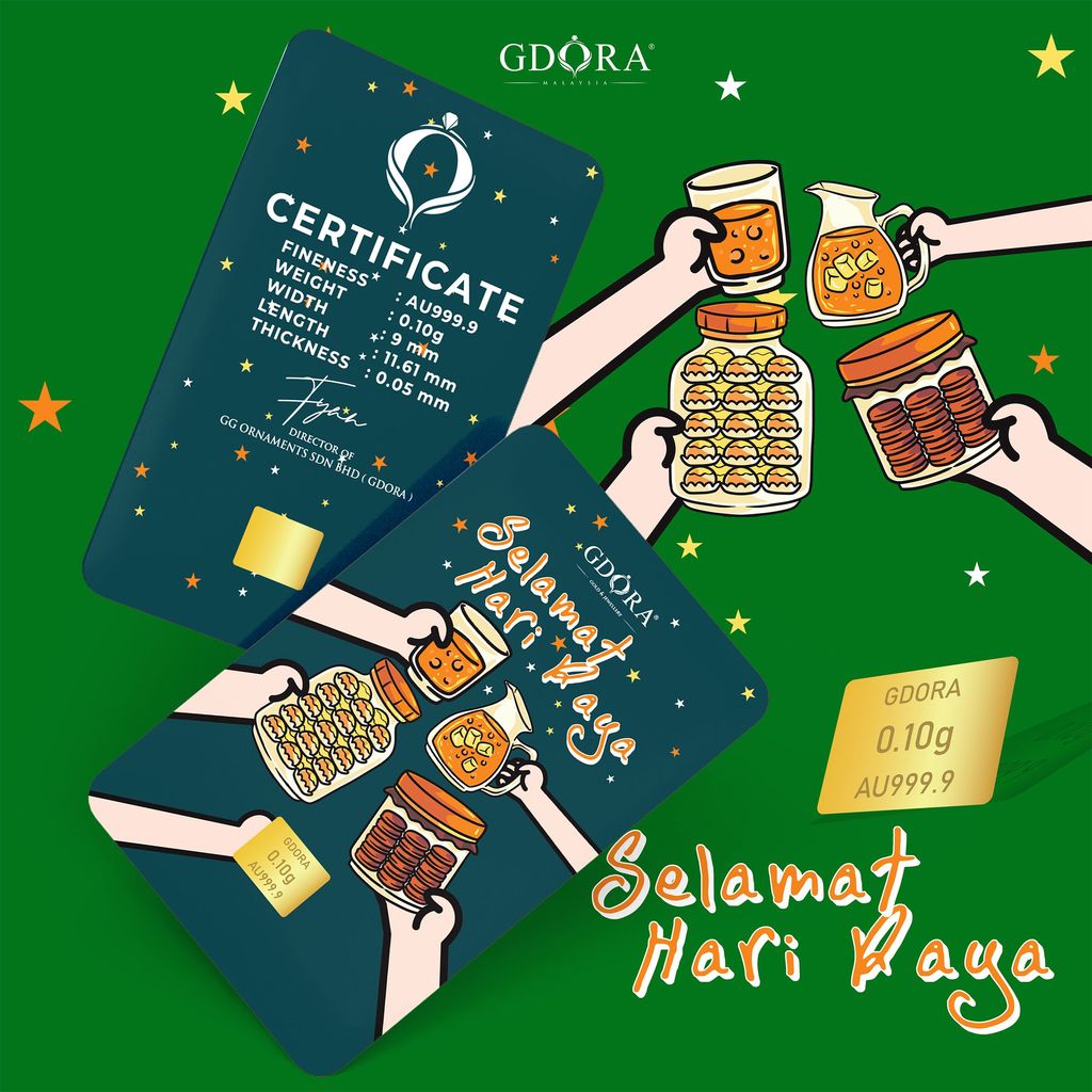 GDORA Gold Bar 0.10gram Kuih Raya 999.9