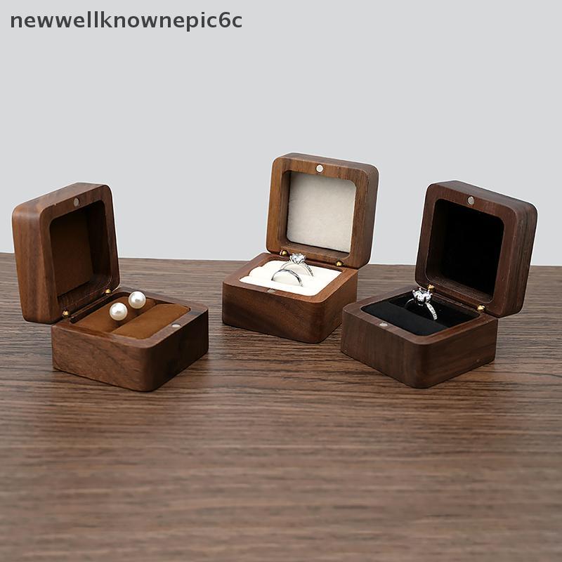 null Wood Jewelry Box Wedding Ring Box Earring Rings Organizer Box Gift Paage Case null