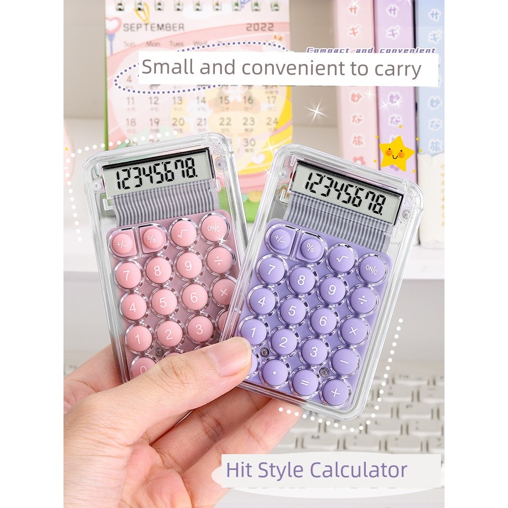 calculator cute scientific calculator Kalkulator mini comel, mesin pengiraan bernilai tinggi telus kecil, matematik pelajar sekolah rendah, alat tulis kecil mudah alih kreatif, komputer mini selebriti internet mudah alih kanak-kanak senyap