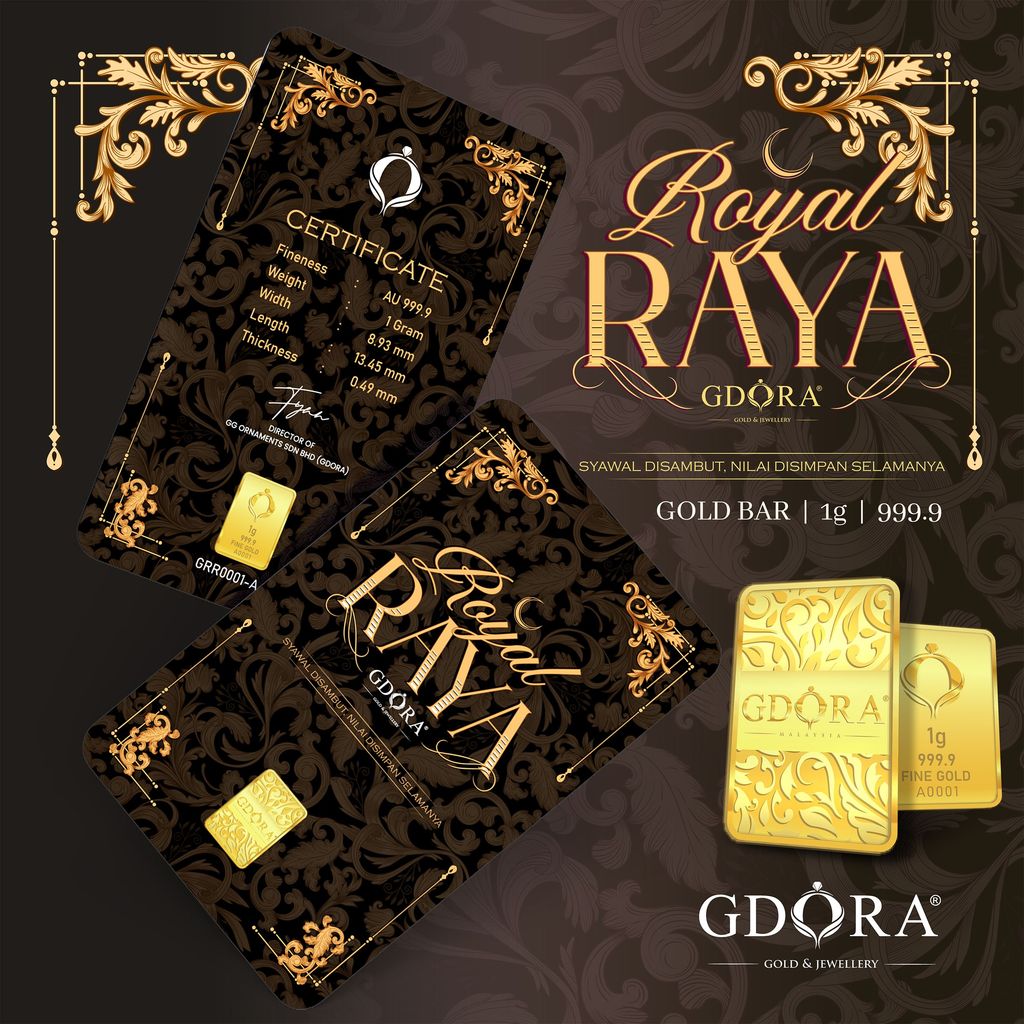 GDORA Gold Bar 1.00gram Royal Raya Black 999.9