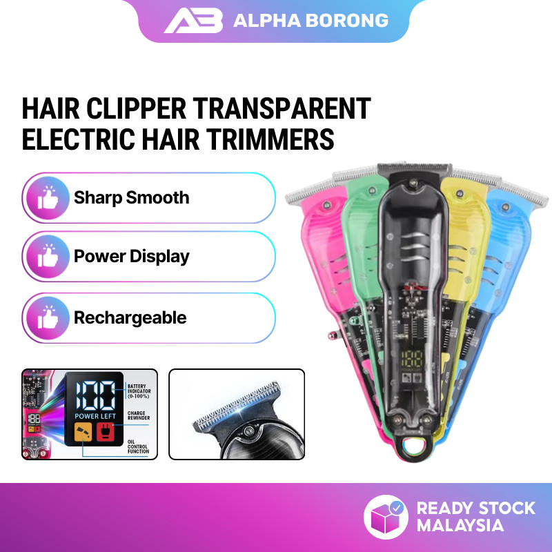 Alpha Transparent Trimmer Hair Clipper Rechargeable Small Silent Electric Hair Clipper Cordless Men's USB Hair Clipper
