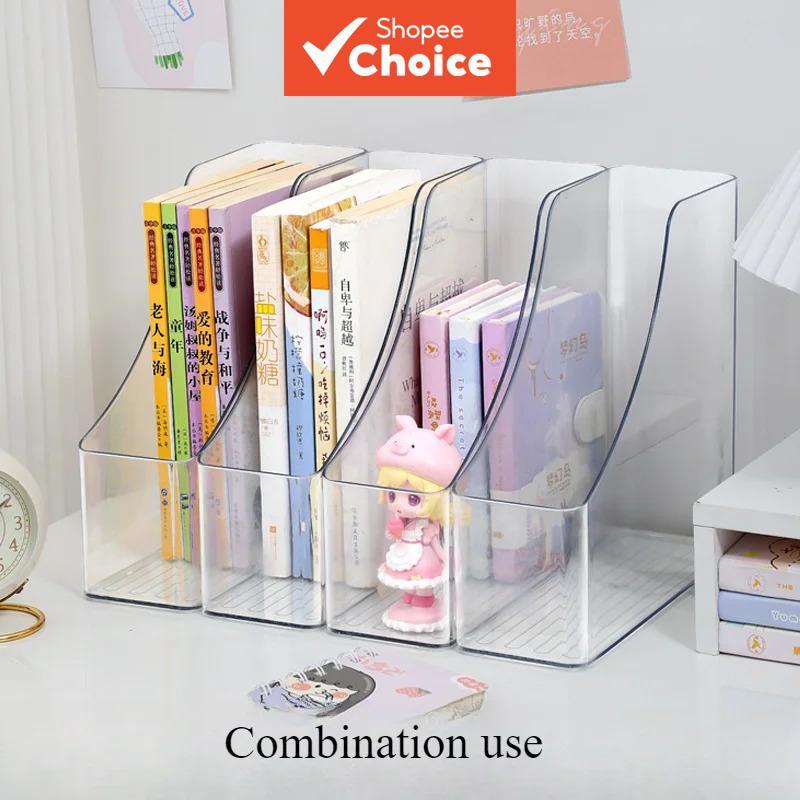 Crystal Clear Acrylic A4 File Organizer Vertical Desktop Document Shelf PET Magazine Book Storage Box Space Saving Stationery Holder Desk Organizer For Home Office School