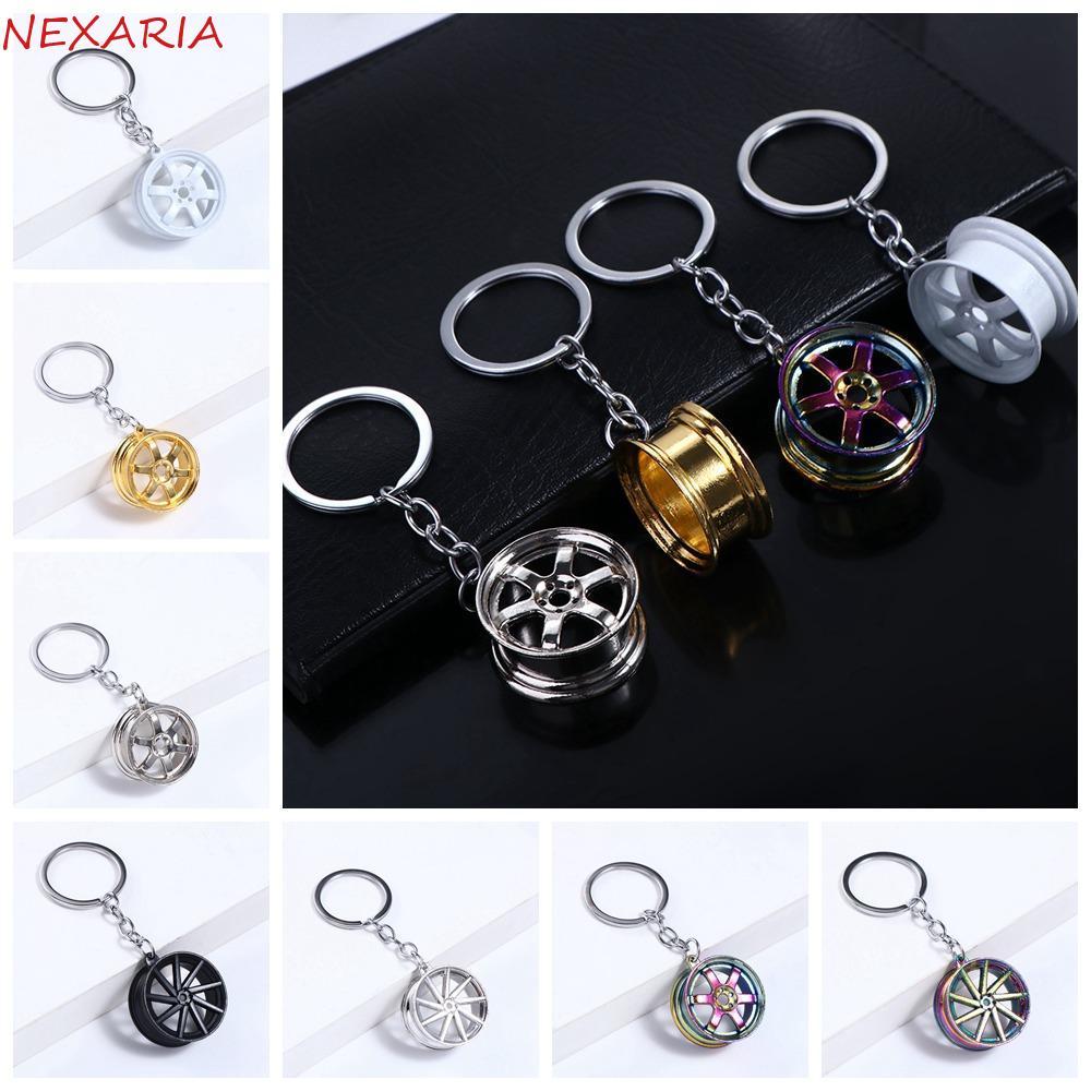 NEXARIA‌ Car Wheel Keychain, Wheel Hub INS Tire Rim Key Holder, Personality Keyring Alloy Mini Gifts
