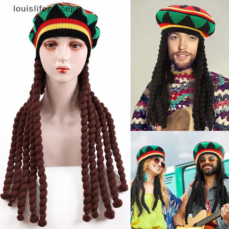 null Reggae Hat With Dreadlosfortable Braid Hat Wig Ethnic Style Reggae Beret Woolen Knitting Hat For Costume null