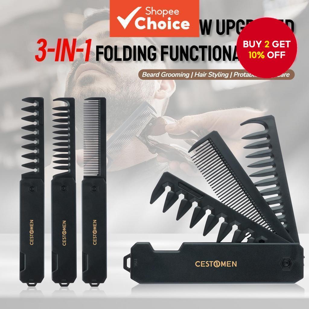 Multifunctional Portable Plastic Folding Pocket Combs for Men, Oil Head Beard Combs, Barber Hair Styling Wide Tooth Combs. Sikat Lipat Plastik Portable Multifungsi untuk Lelaki, Sikat Minyak Kepala, Janggut dan Sikat Rambut Barber, Sikat Bergigi Lebar.