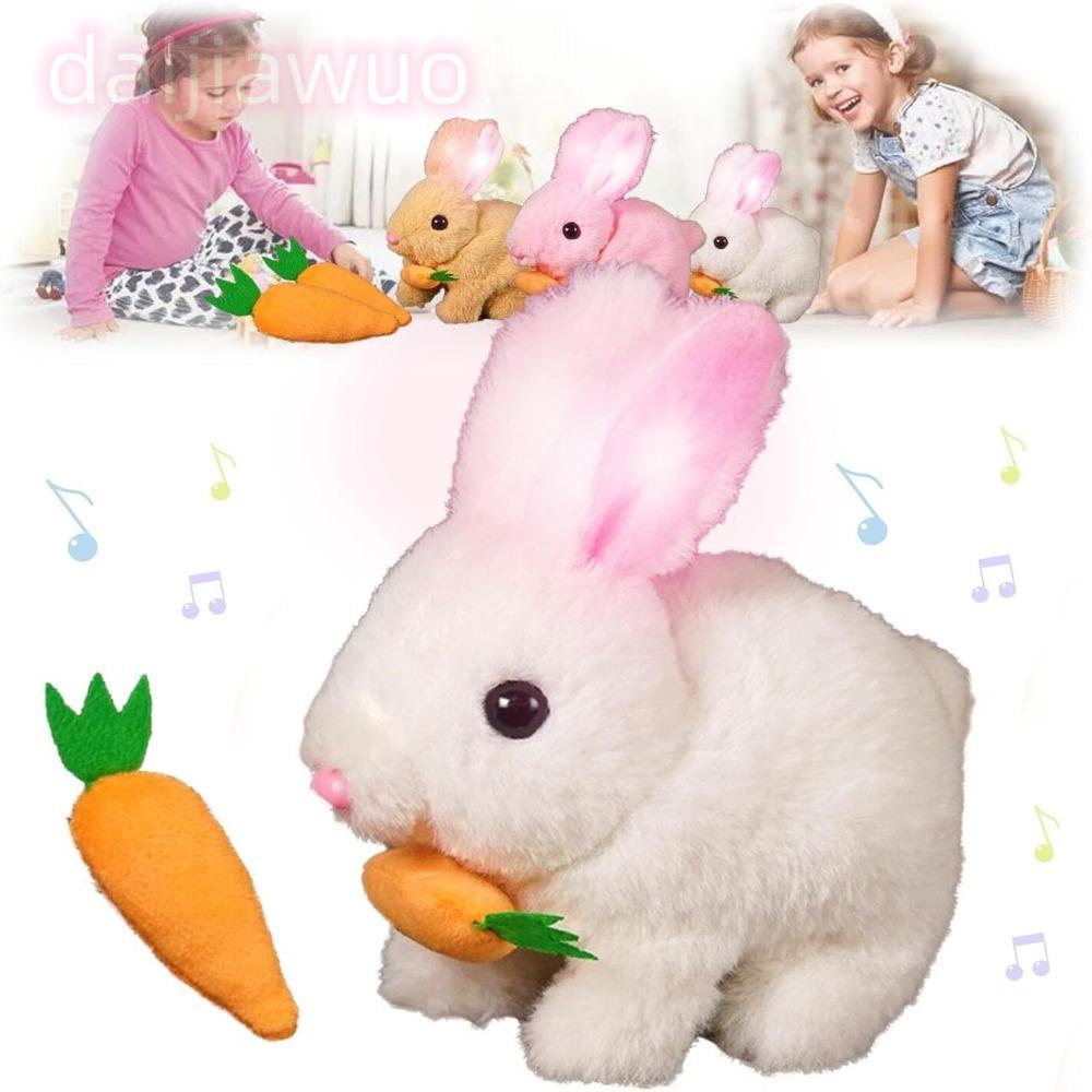 DAIJI Easter Realistic Bunny Toy, Soft Stuffed Doll Smart Pet Rabbit, GIfts Shaking Ears Handmade Carrot Rabbit